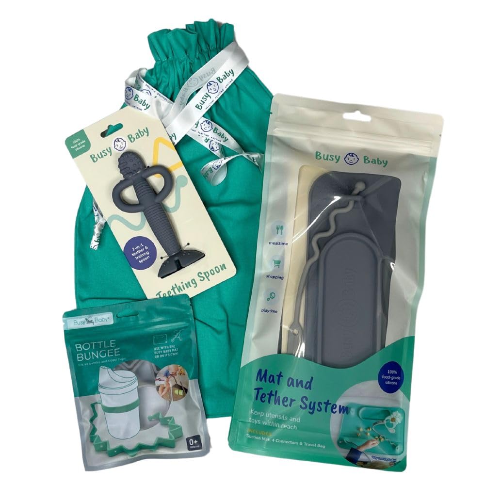 Busy Baby mat close-up showing silicone texture and suction cups for mess-free meals.