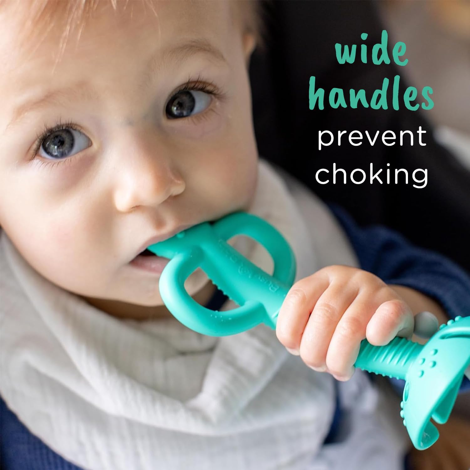 Busy Baby teething spoon dishwasher-safe image highlights simple cleaning after meals.