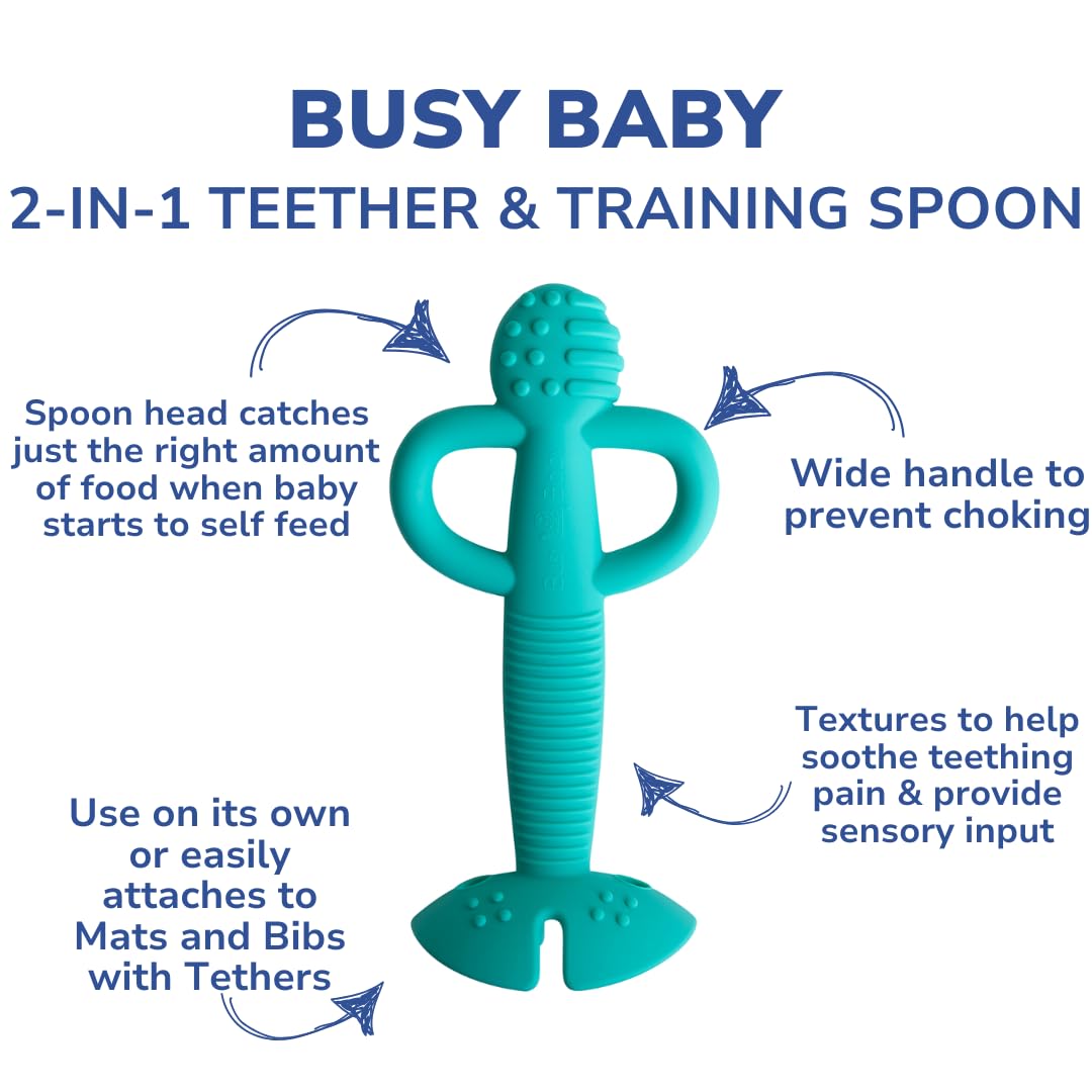 Busy Baby easy-to-clean silicone spoon for everyday use.