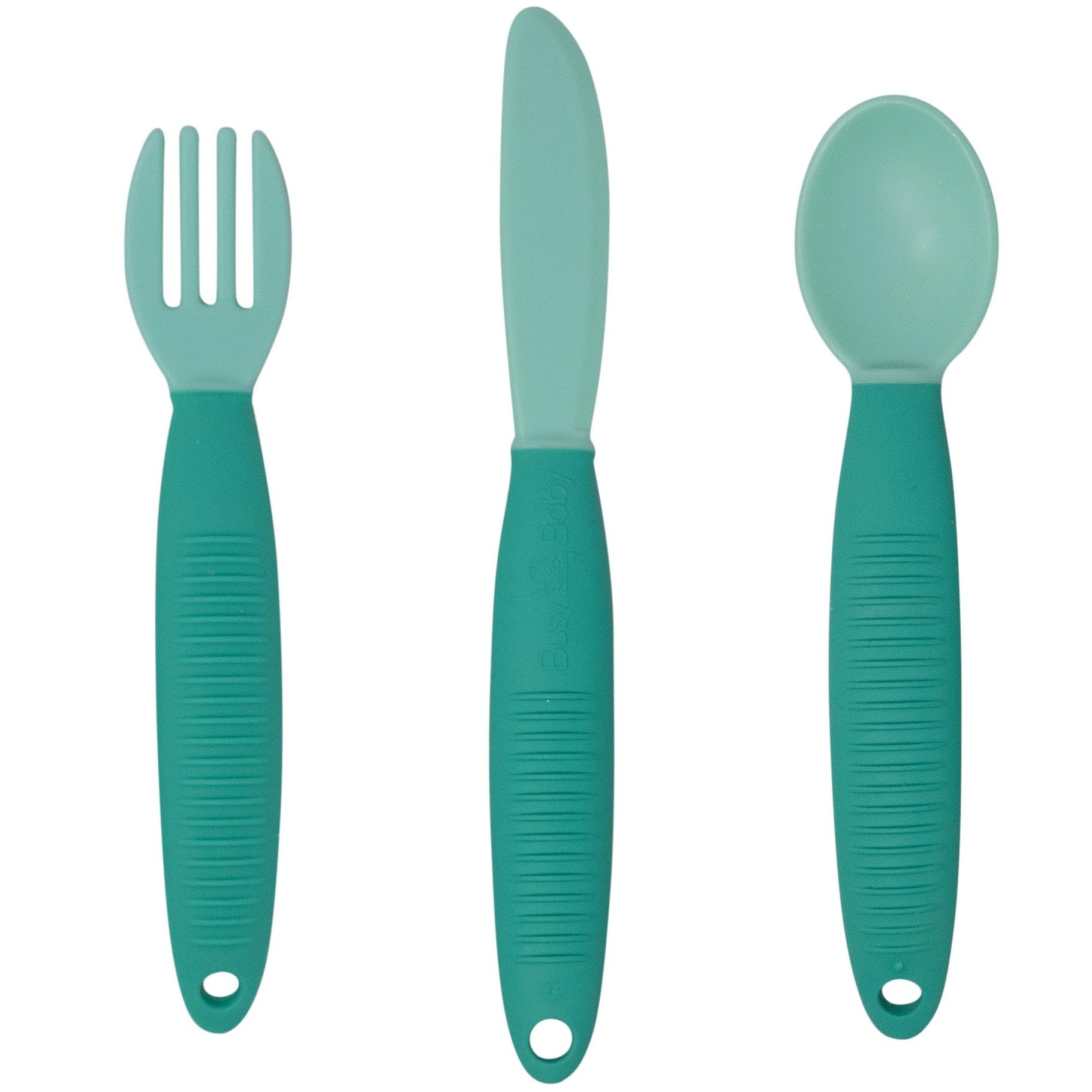 Busy Baby utensils tether-compatibility demonstrates easy attachment to Busy Baby mats.