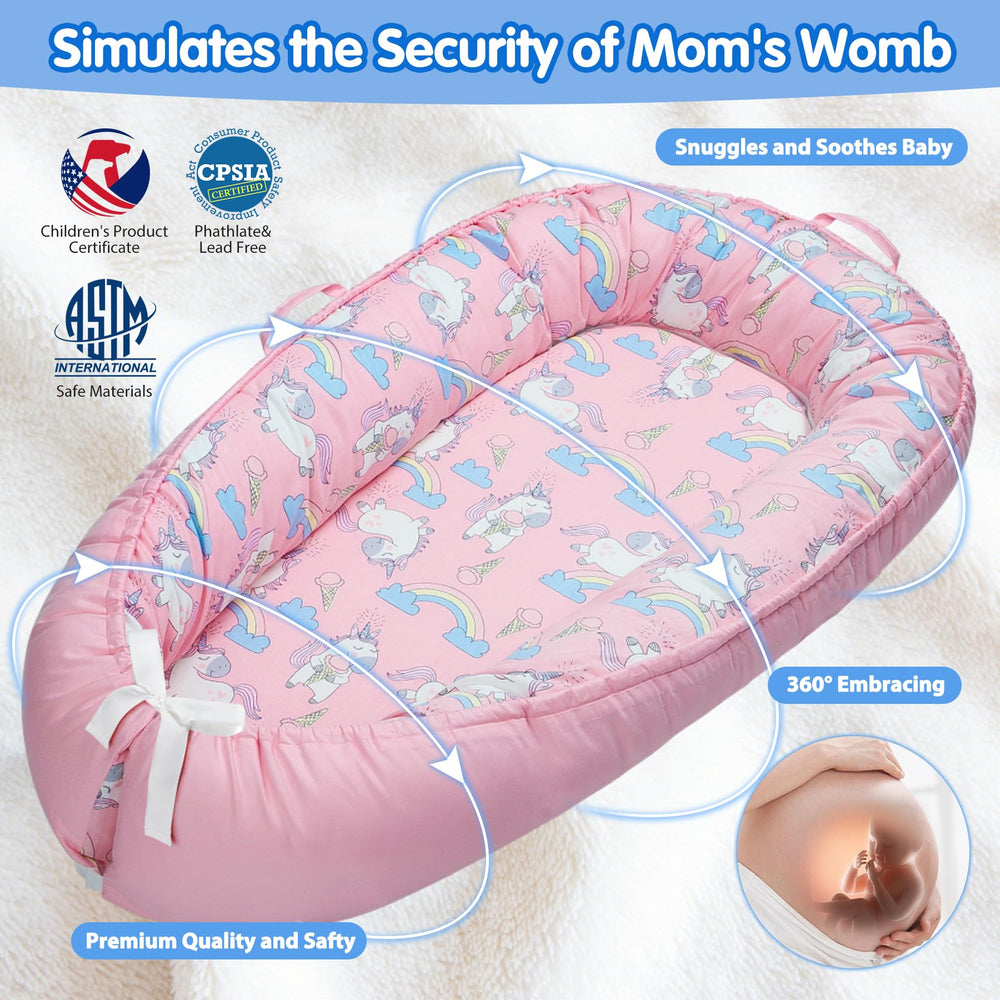 BUTOA Baby Lounger double-sided pattern showcases versatile styling for varied settings.