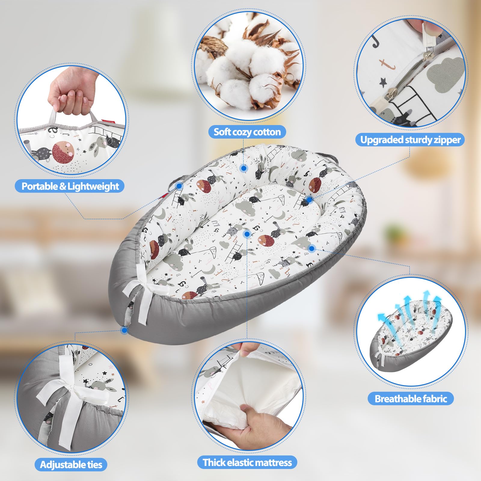 BUTOA Baby Lounger machine washable outer cover for quick cleaning