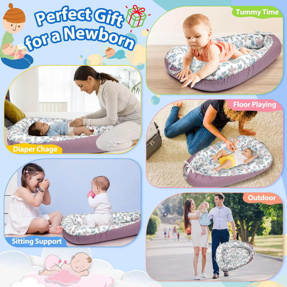BUTOA baby lounger multiuse design supports tummy time, supervised lounging, and diaper area changes