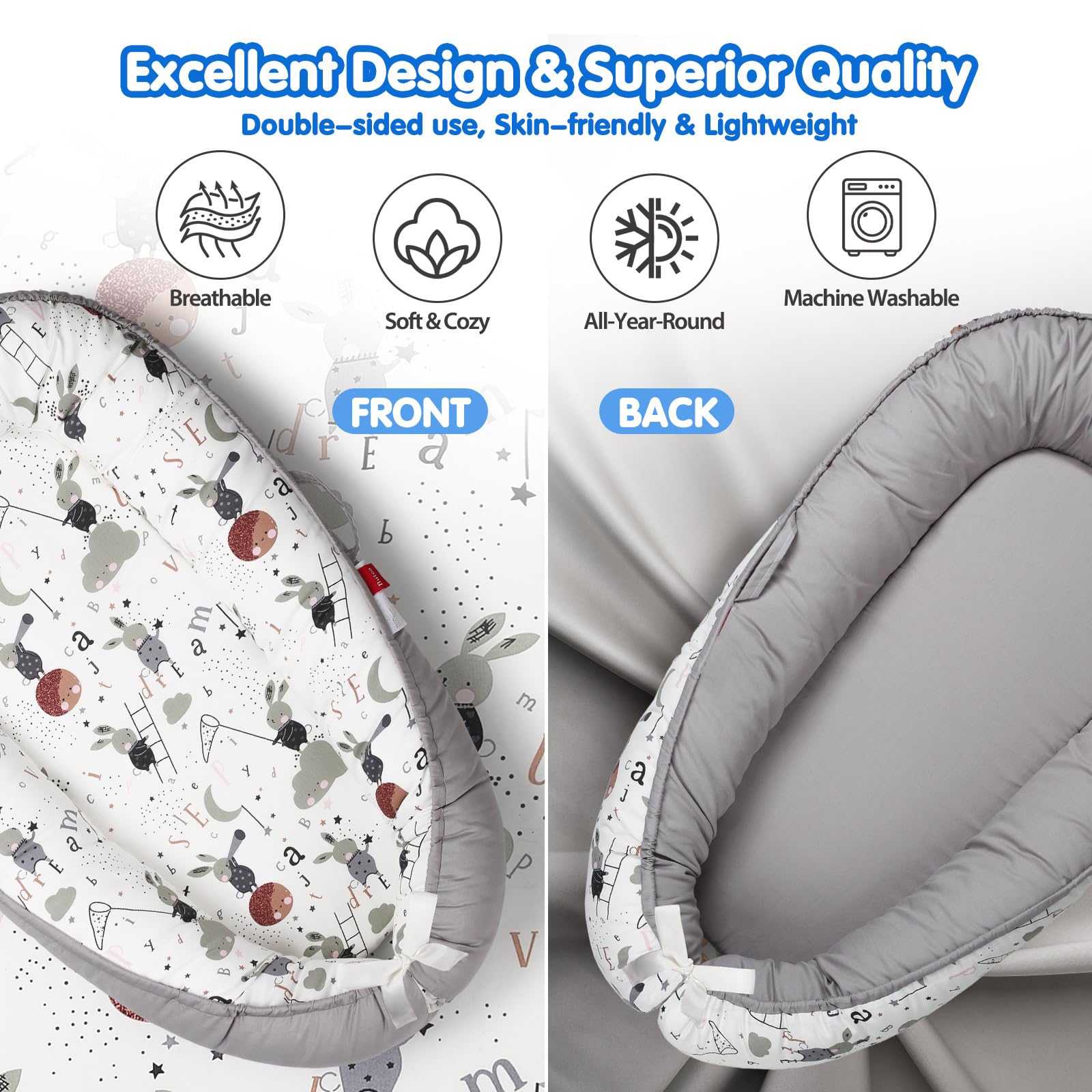 BUTOA Baby Lounger portable design with handles for easy moving