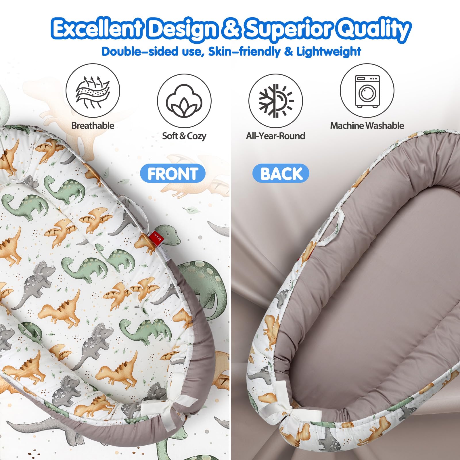 BUTOA Baby Lounger portable lightweight with handles for travel