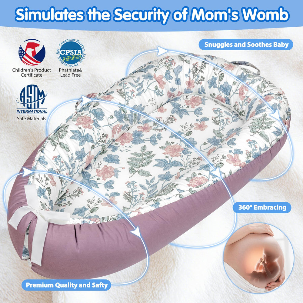 BUTOA baby lounger soft bumper detail provides gentle support during supervised play