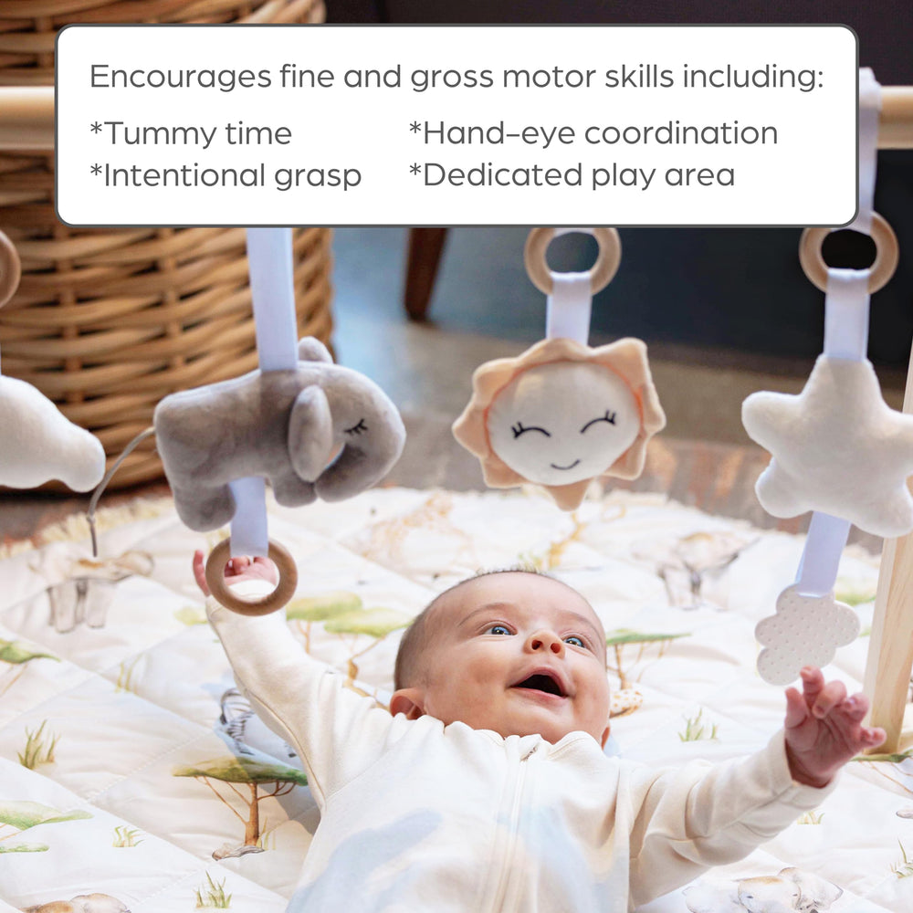Butterfly + Bloom hanging toys promote visual tracking during play