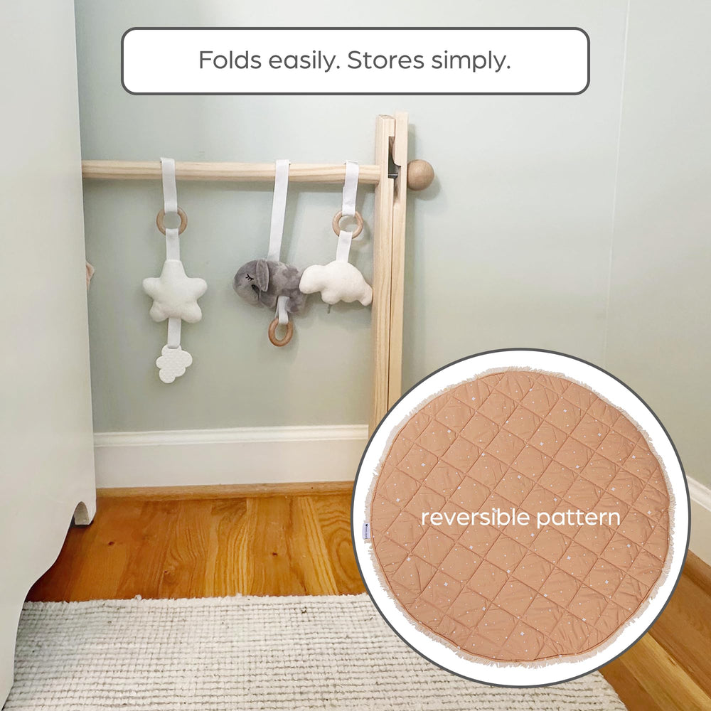 Butterfly + Bloom machine-washable mat for easy cleanup after spills