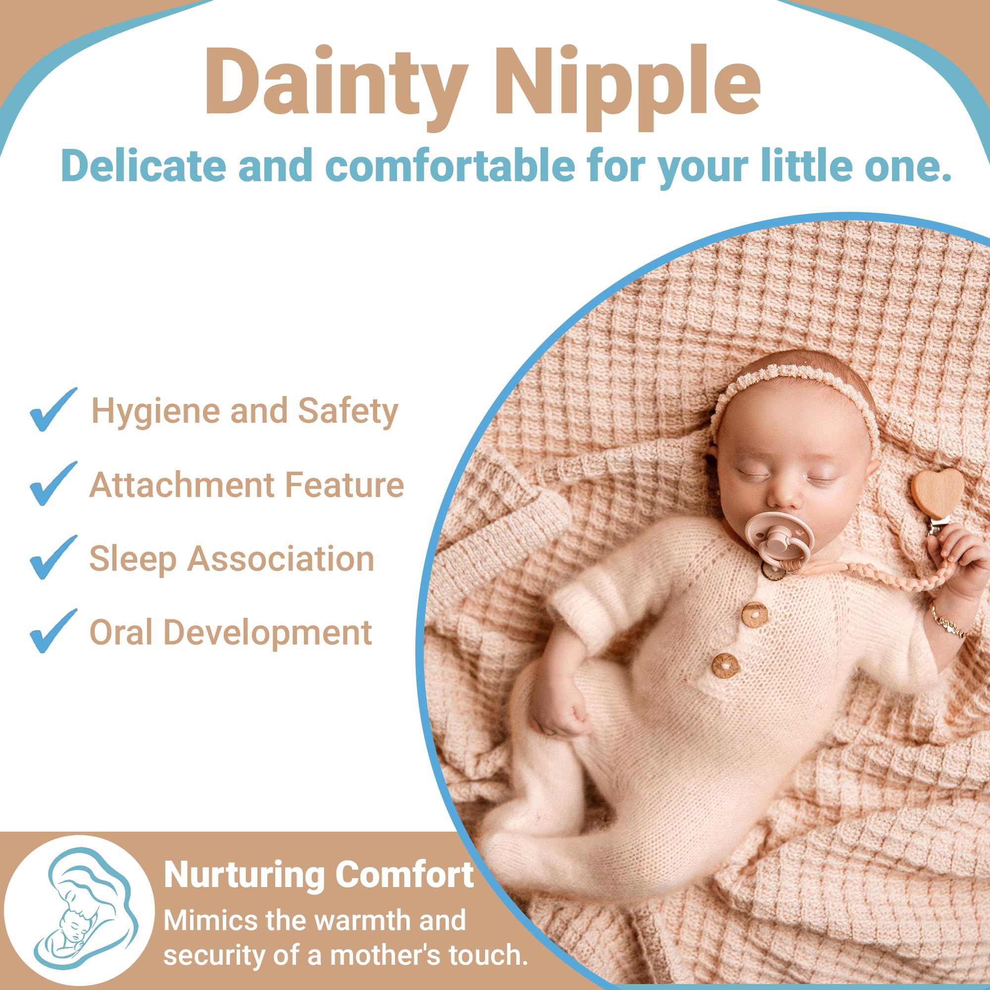 Button Me 6-18 months baby wearing pacifier showcases stylish, comfortable fit for everyday use.