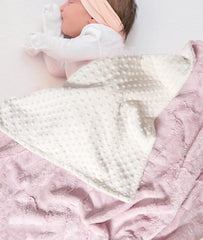 Buttzo baby blanket soft fabric close-up highlights gentle touch for baby's skin.