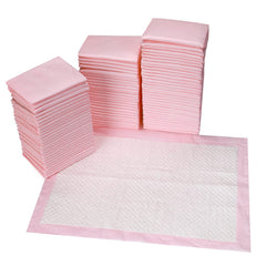 Buyockss 80-count disposable baby-changing pads with pink back provide leakproof protection.