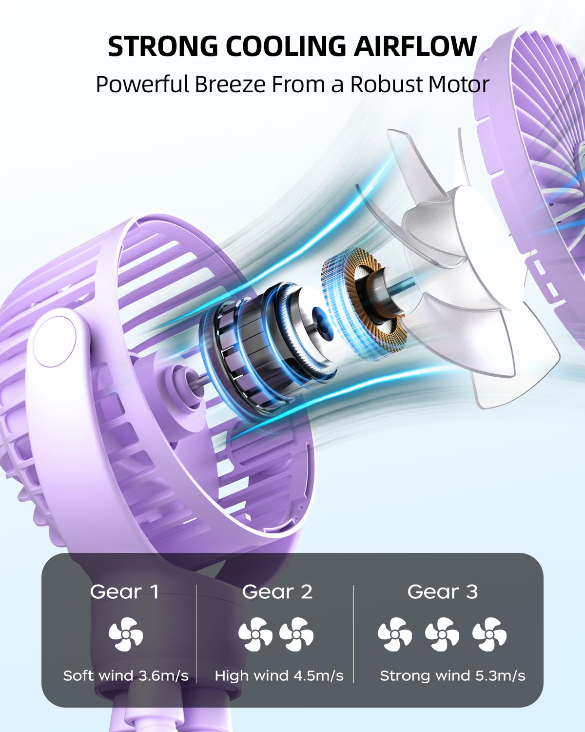 Buywoo-portable-stroller-mini-fan-3-speed-compact-design delivers customizable breeze in any setting.