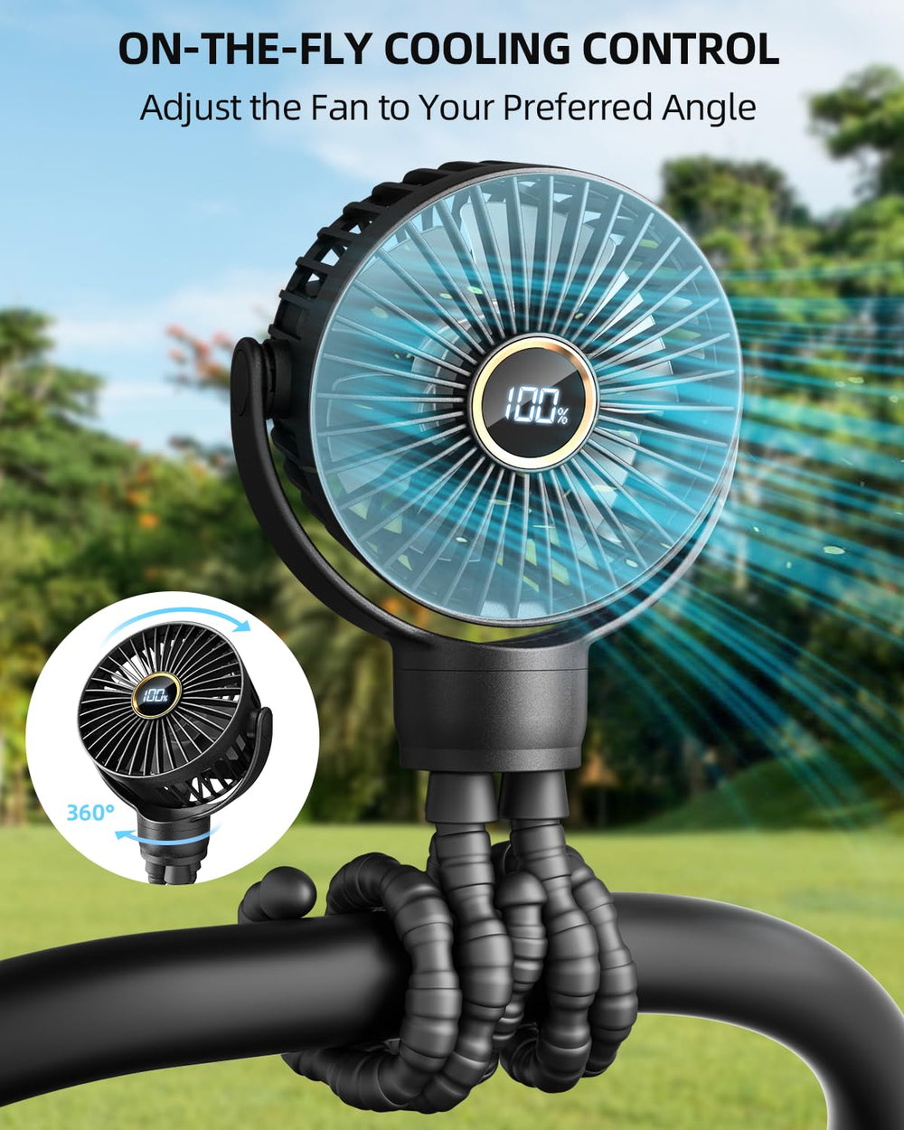 BuyWoo stroller fan clip-attachment secures to stroller handles, car seats, or cribs.