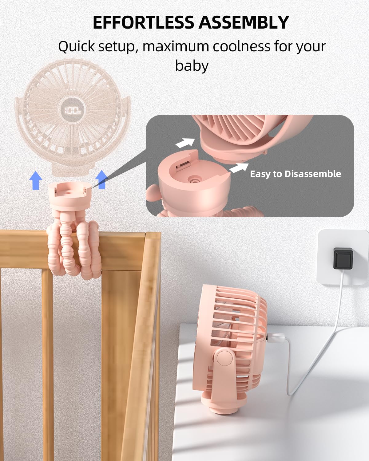 buywoo portable-stroller-mini-fan durable-safe design with no sharp edges keeps babies and pets safe.