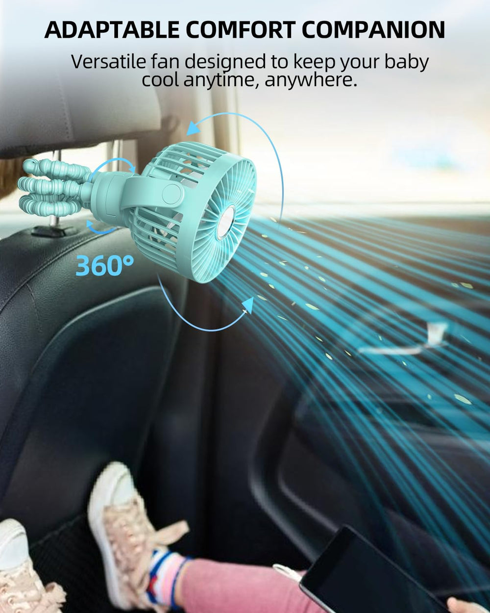 BuyWoo portable-stroller-mini-fan-durable-safe emphasizes baby-friendly, safe construction.