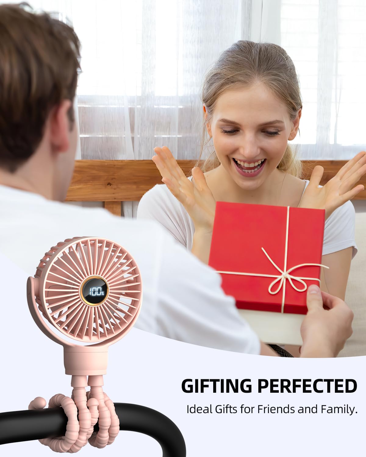 buywoo portable-stroller-mini-fan travel-friendly for car rides, picnics, and treadmill workouts.