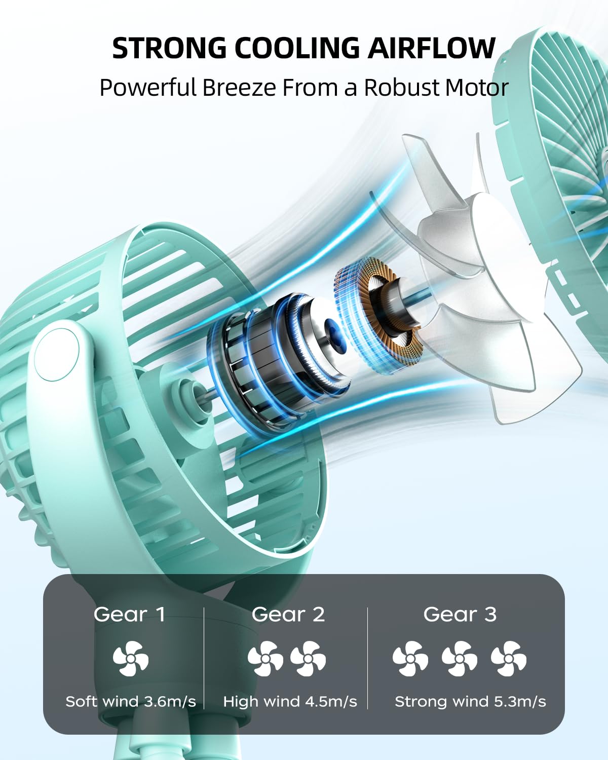 BuyWoo portable-stroller-mini-fan-usb-rechargeable keeps you powered during travel.