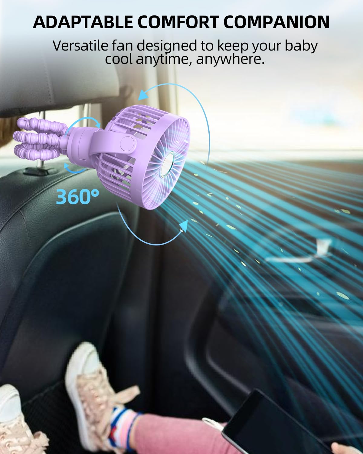 Buywoo-usb-rechargeable-portable-fan built-in battery for cordless use anywhere.