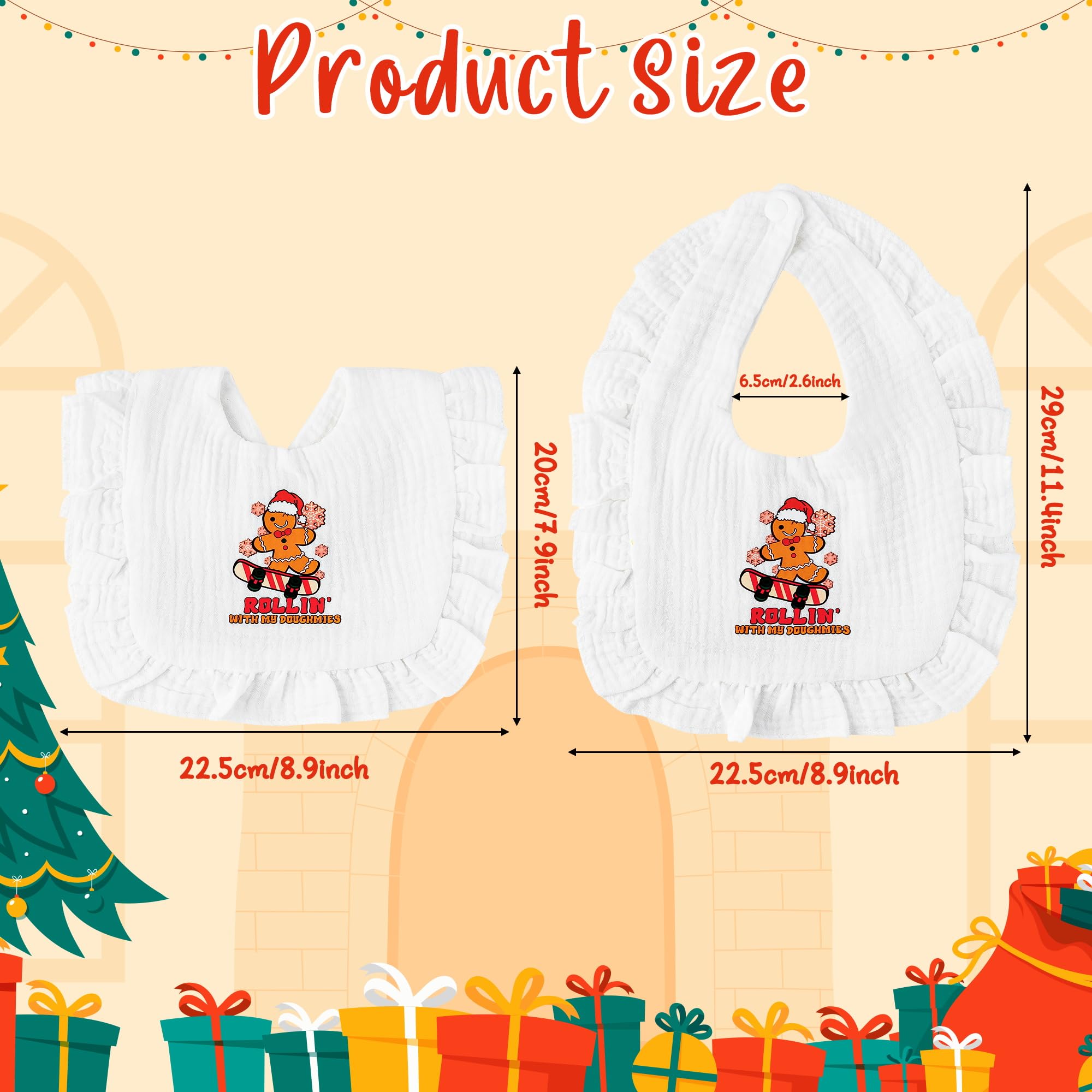 BWkoss Christmas bibs close-up – ultra-soft cotton for sensitive skin.