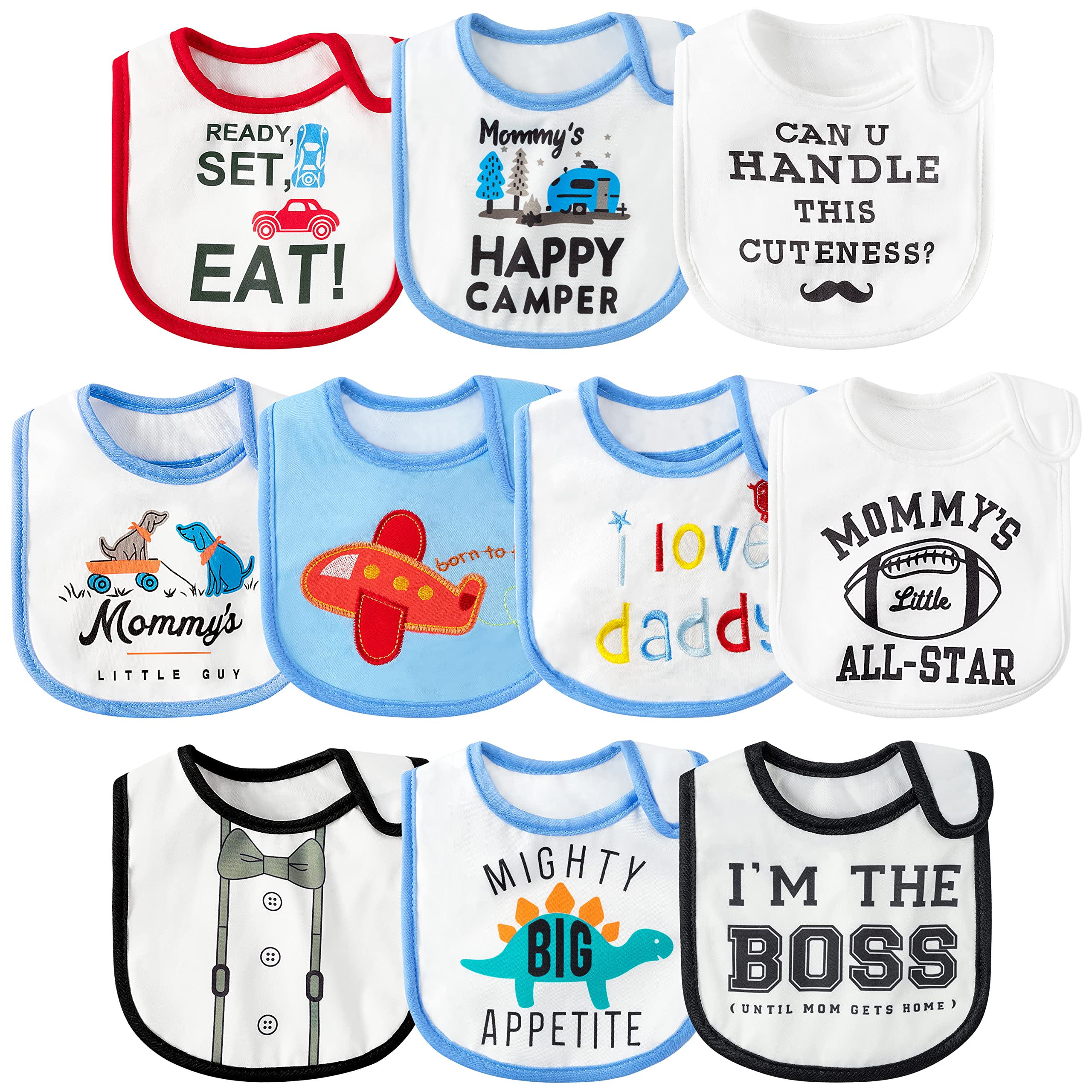 BWkoss waterproof bibs with prints protect outfits during meals.