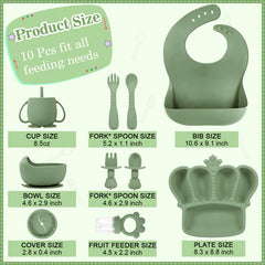 BXLL Olive Green divided crown plate with five sections for organized self-feeding