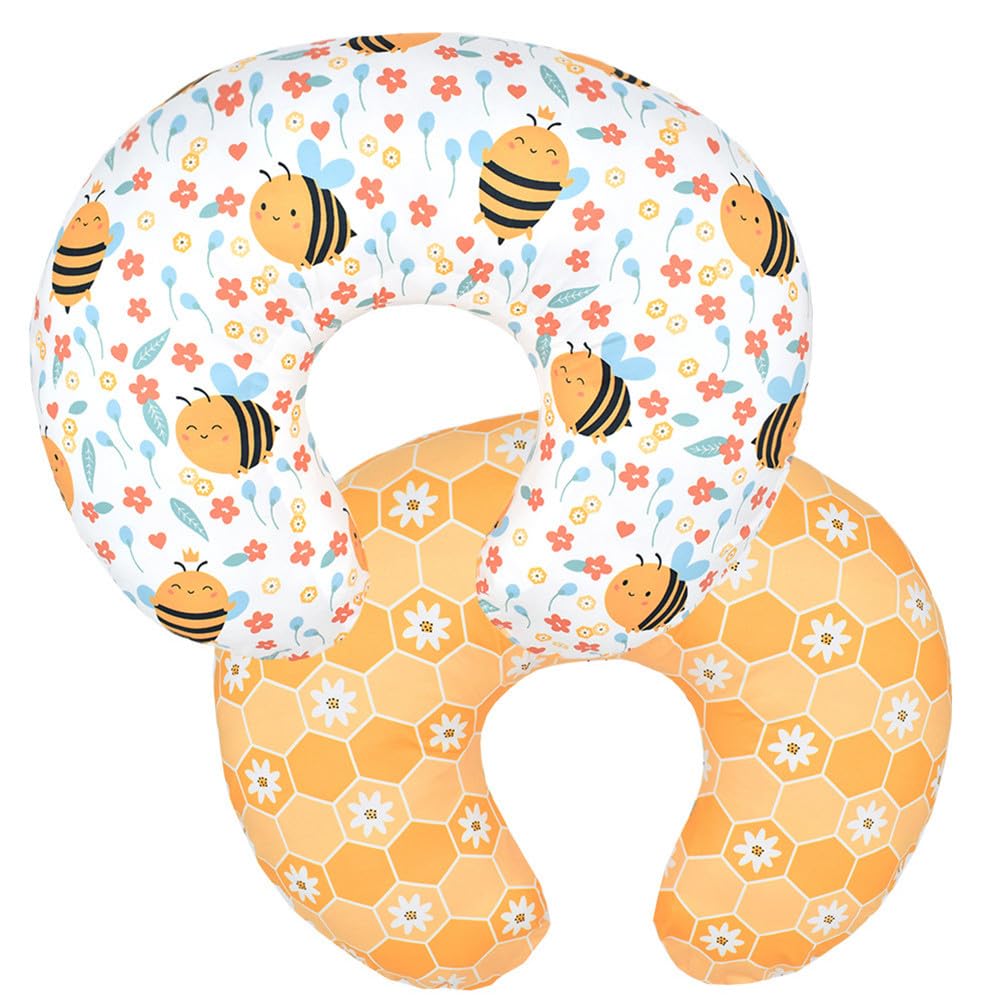 BxuanW nursing pillow cover two-sided bee pattern for stylish pillow protection.