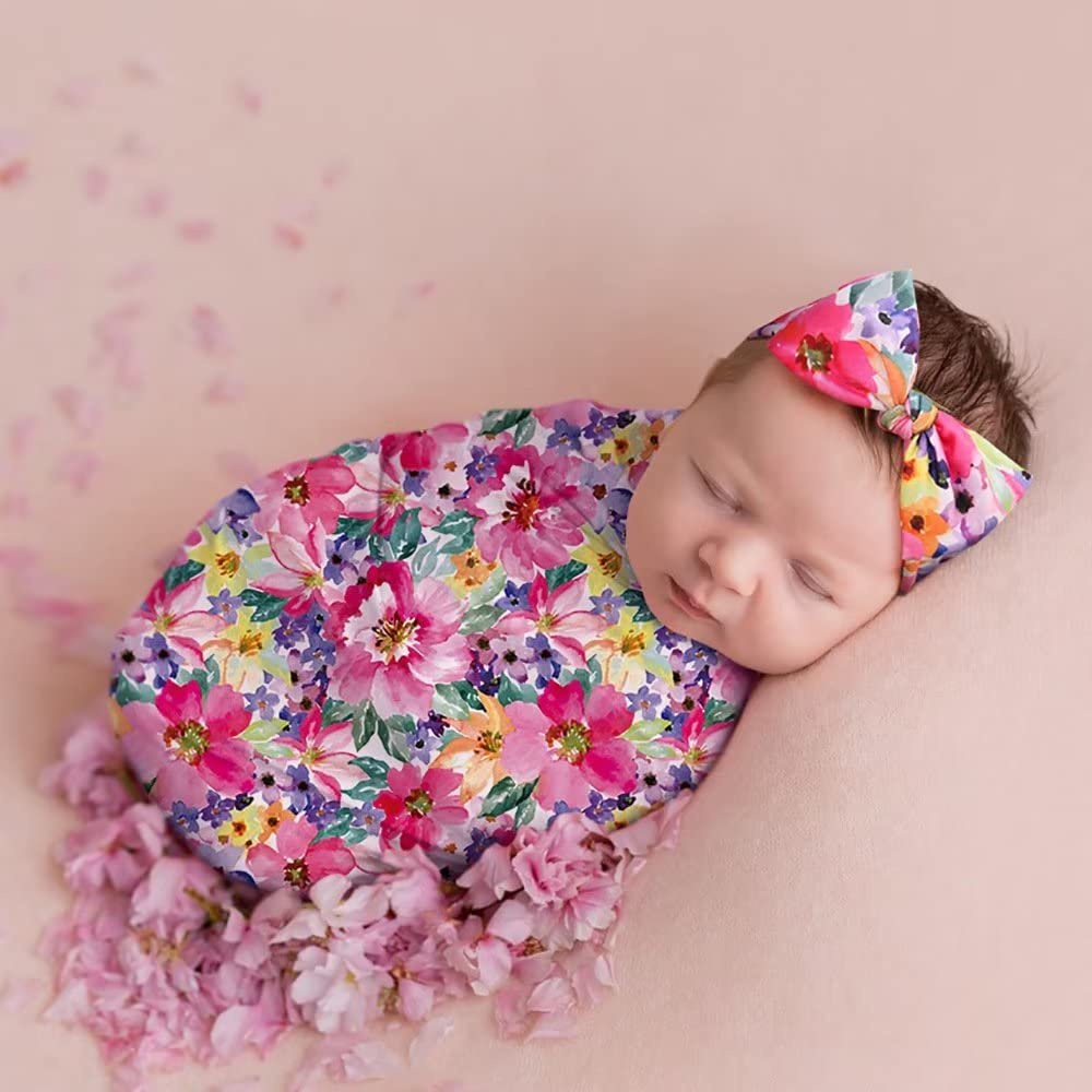 BxuanW receiving blanket with rose flower design offers soft, cozy newborn swaddle safety
