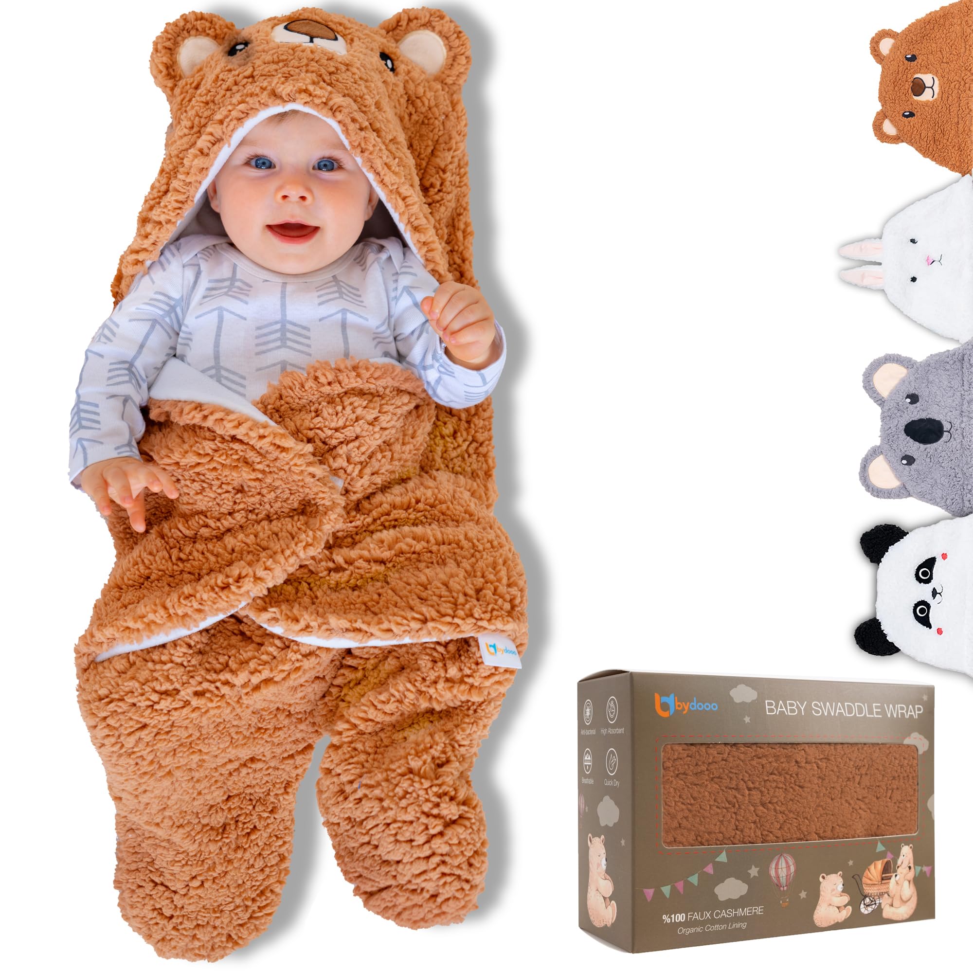 BYDOOO BD Baby Swaddle Bear packaged box showcases premium gift-ready presentation for new parents