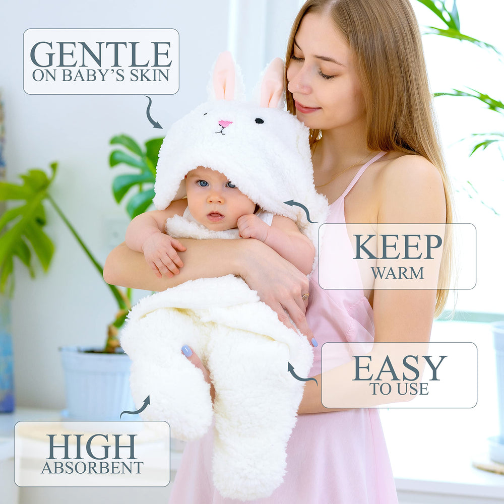 BYDOOO BD swaddle blanket bunny hood detail provides cozy warmth while keeping ears protected.