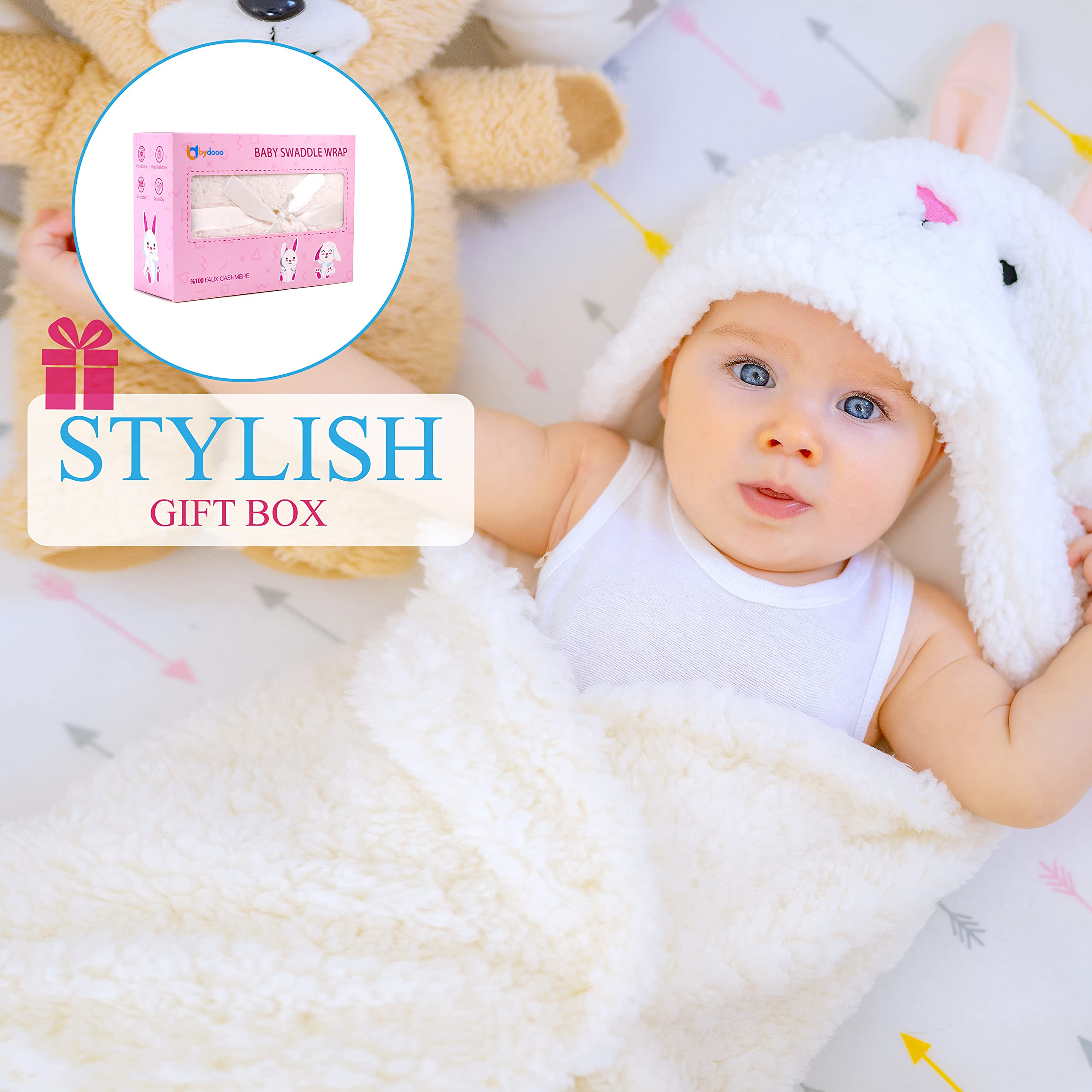 BYDOOO BD swaddle blanket in-pram wrap demonstrates versatile use for stroller or car seat comfort.