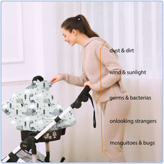 ByeBye Calorie multi-use nursing canopy in action in a car seat scenario