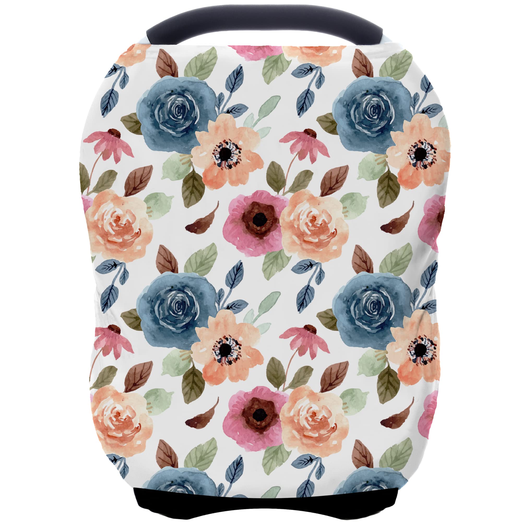 ByeBye Calorie car seat cover provides full coverage for discreet, sun-protected baby outings.