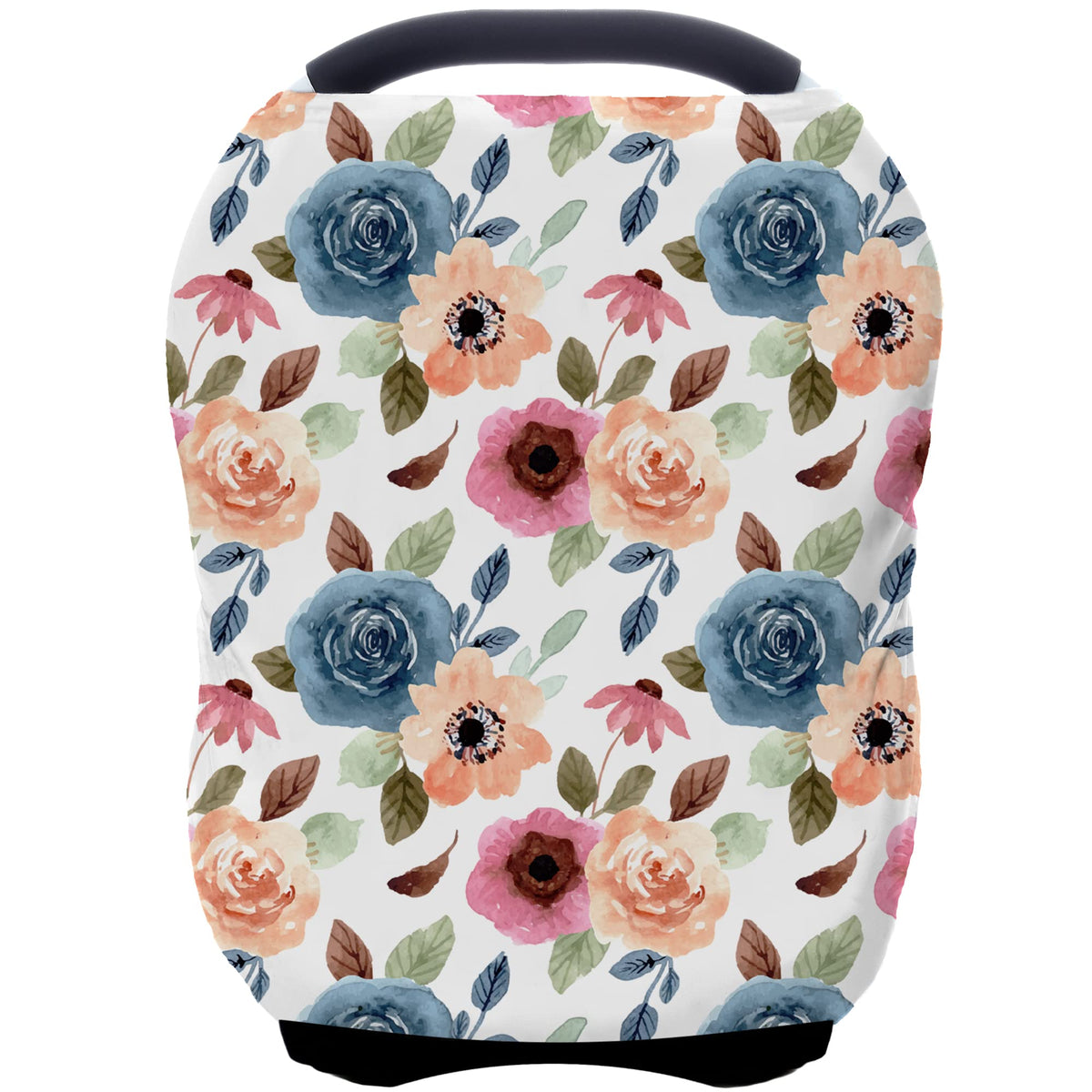 ByeBye Calorie car seat cover provides full coverage for discreet, sun-protected baby outings.