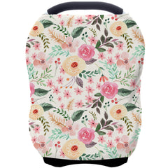 ByeBye Calorie pink floral nursing canopy shields baby from sun and wind