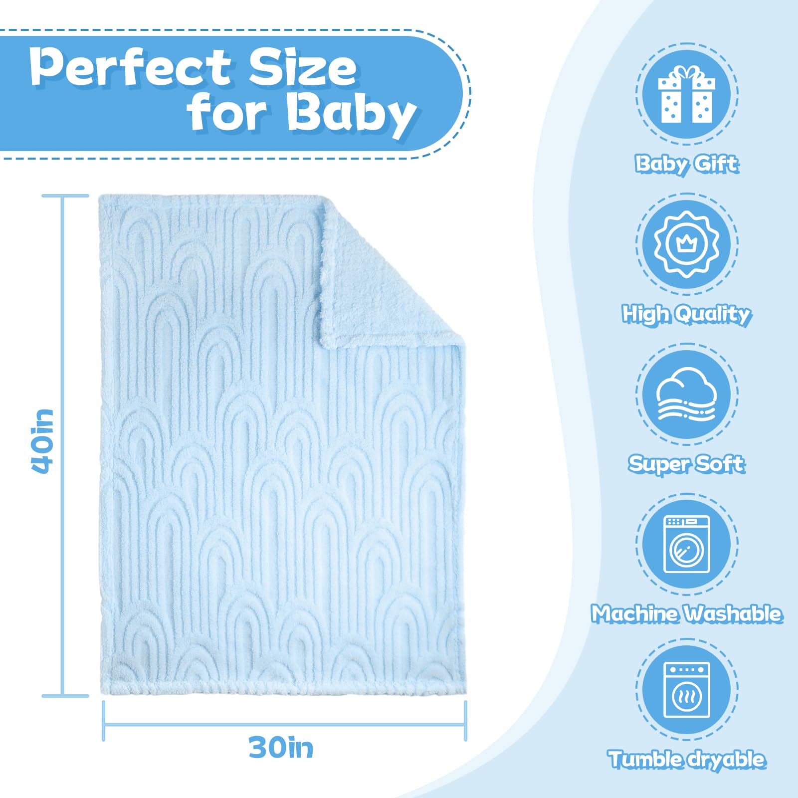 BYKOSY Ultra Soft Fleece Baby Blanket crawl mat for playtime warmth