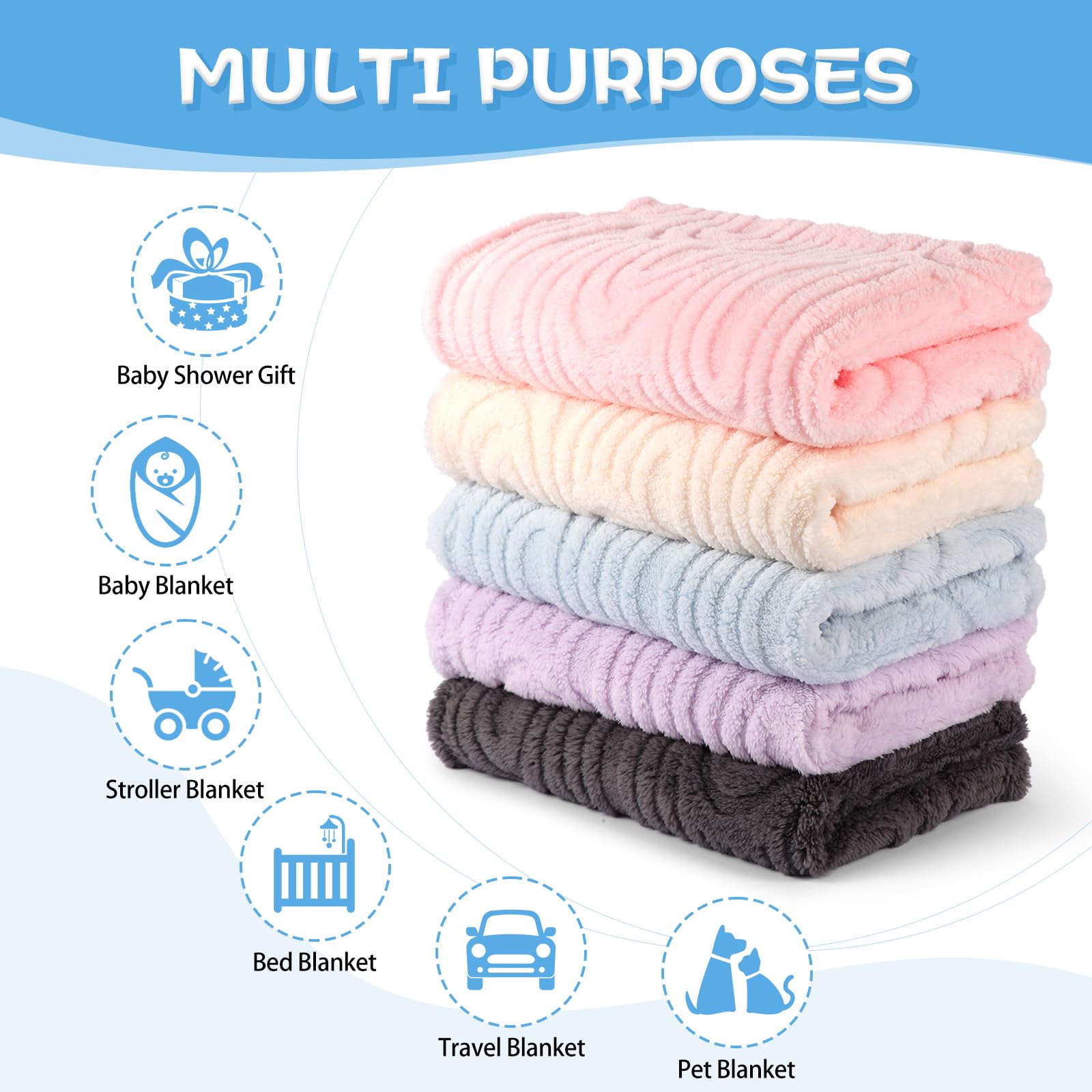 BYKOSY Ultra Soft Fleece Baby Blanket swaddle-ready and versatile for naps