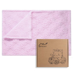 BYKOSY Ultra Soft Fleece Blanket heart-checkered 30x40 purple, ideal for cuddles