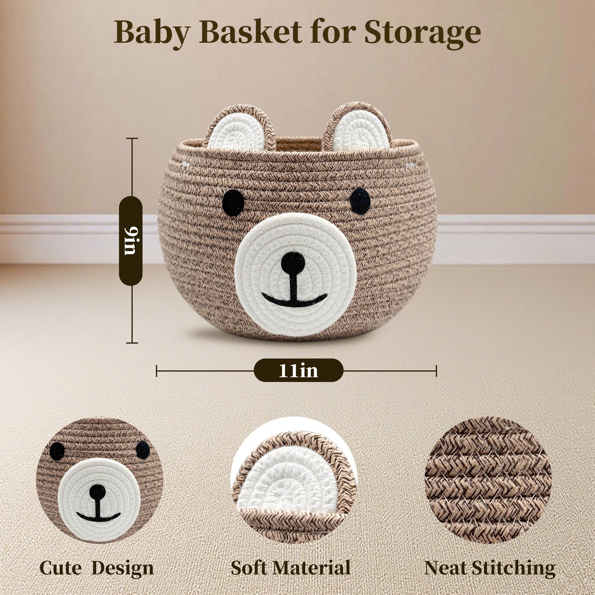 BYLSSNUK bear-face gift basket, a charming nursery decor piece.