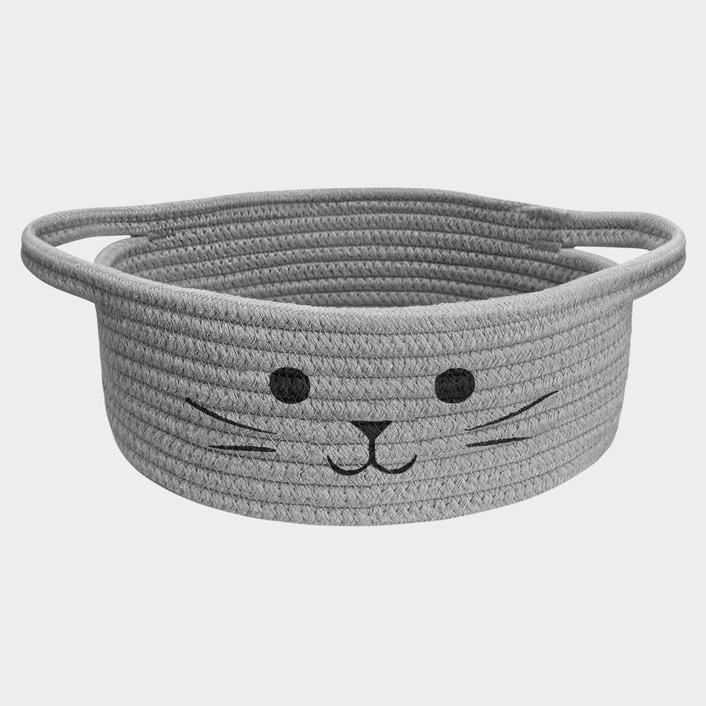 BYLSSNUK cat toy basket with cat-face design keeps toys tidy and stylish