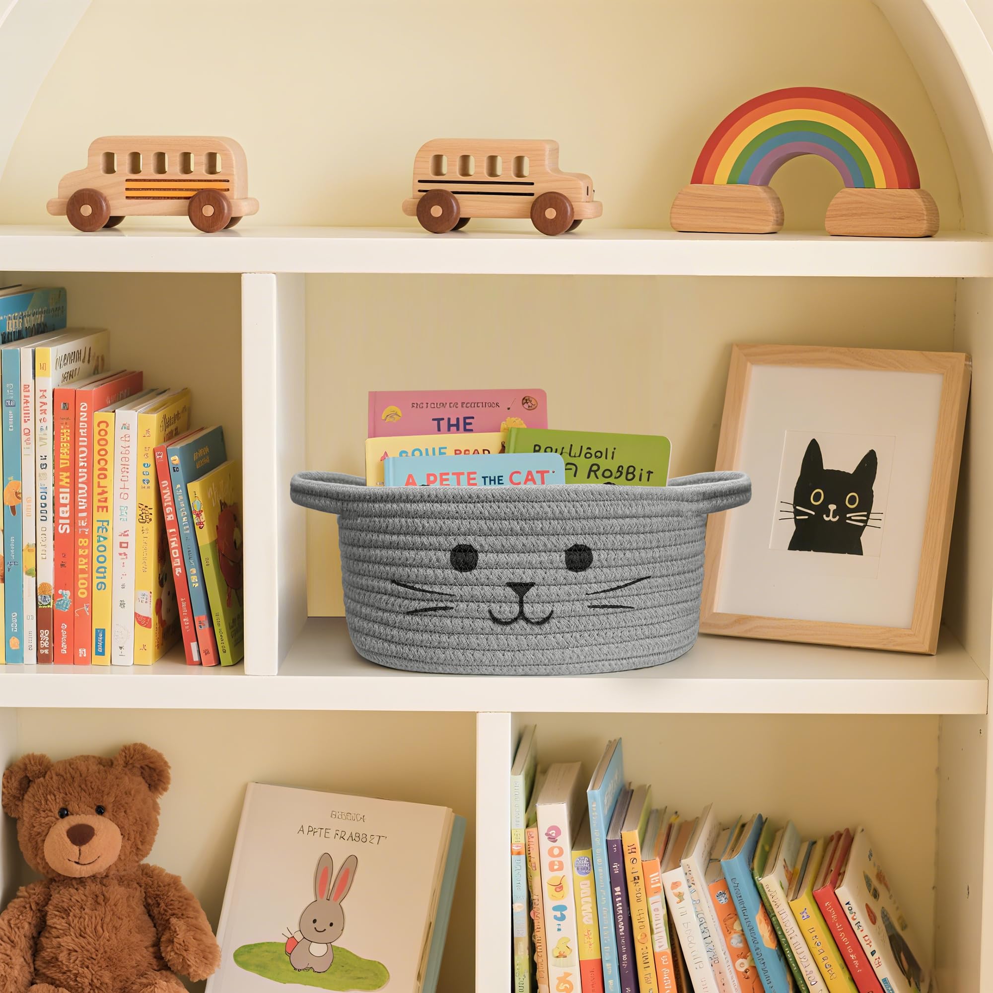 BYLSSNUK compact basket stores diapers, wipes, toys, and skincare items