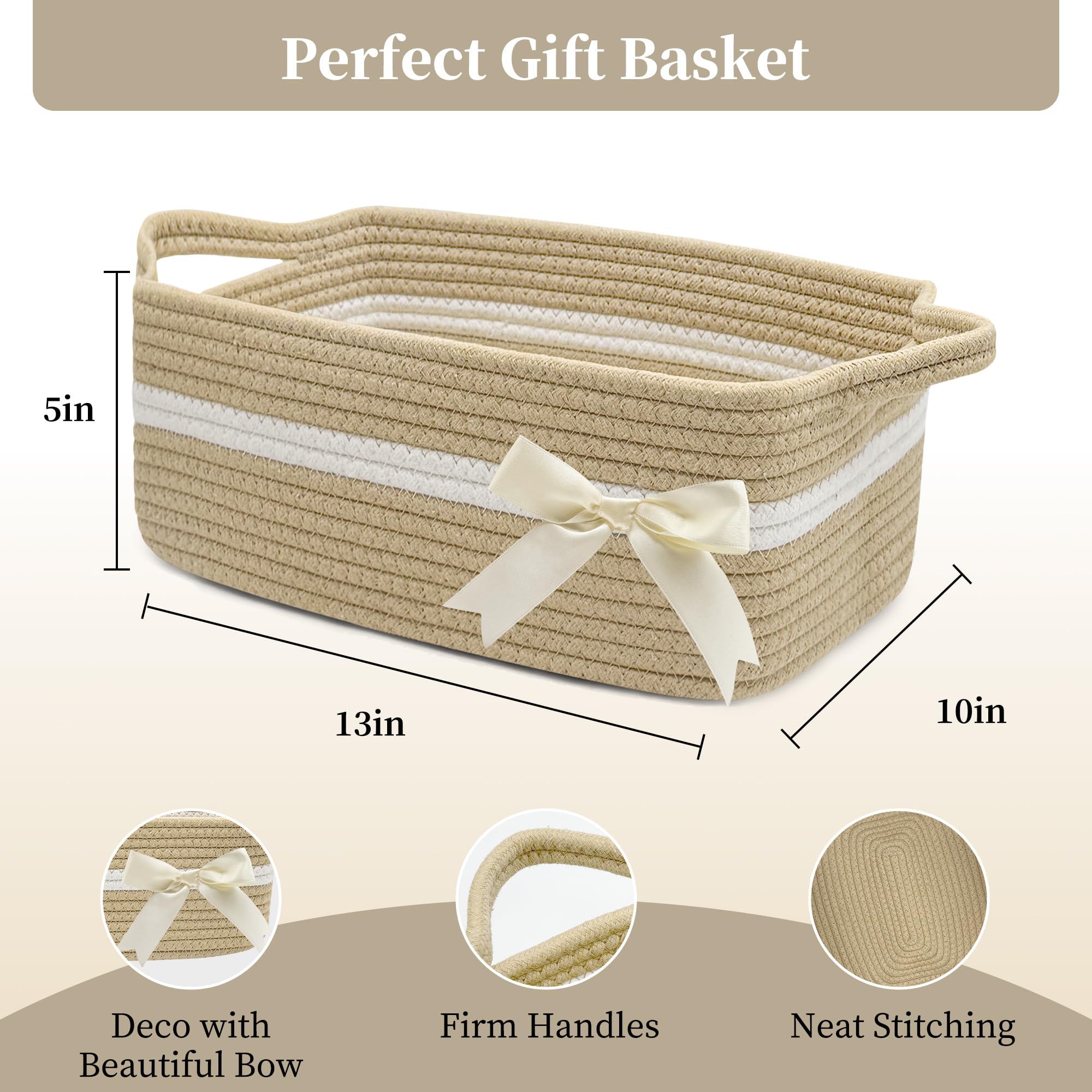 BYLSSNUK Baby shower basket in camel-white adds stylish registry accent.
