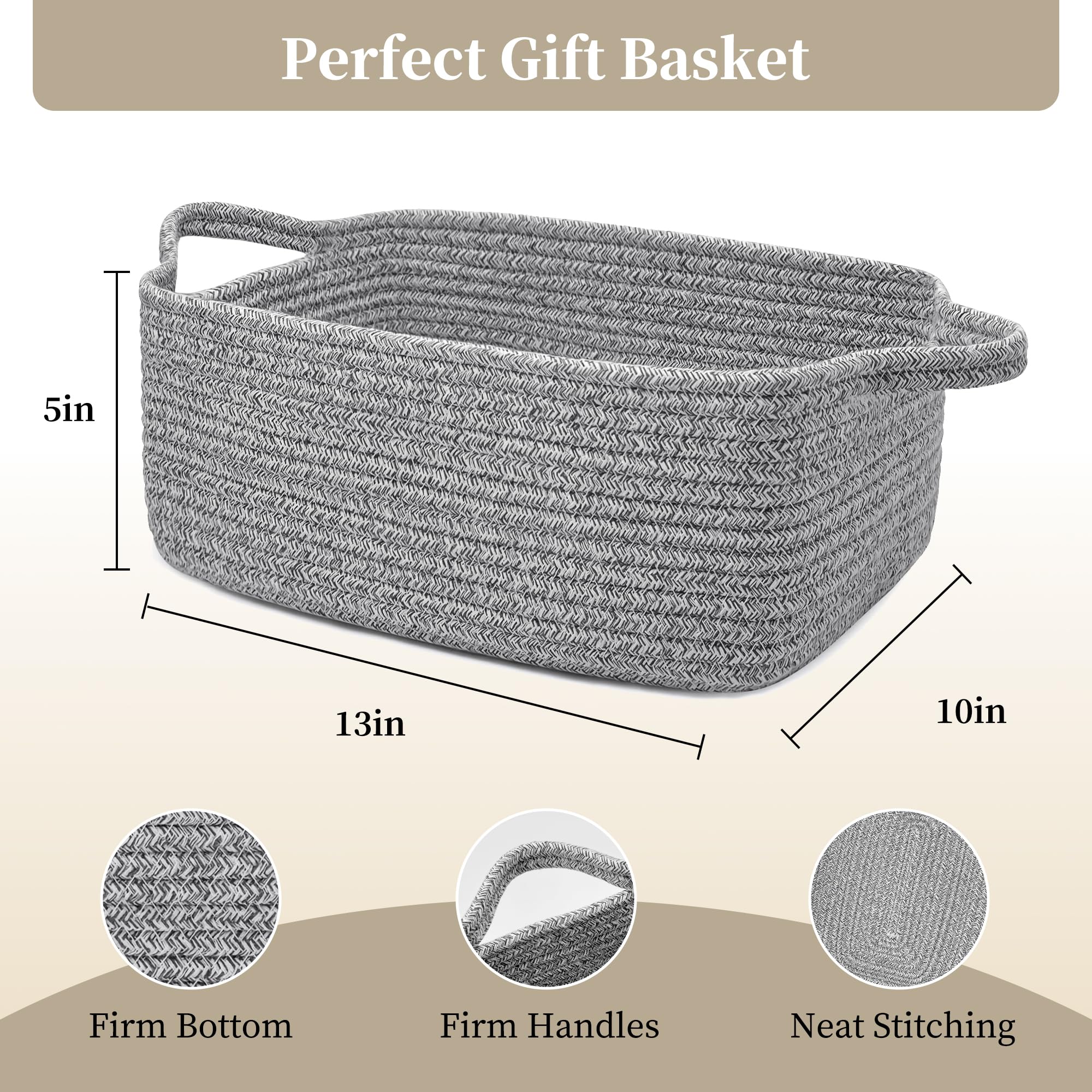 BYLSSNUK gift basket empty grey bathroom cosmetics organization on counter