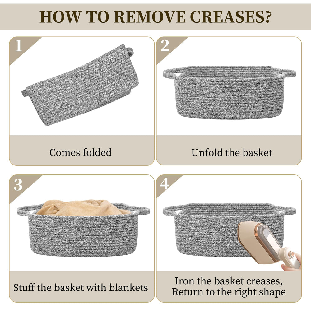 BYLSSNUK gift basket empty grey reinforced cat-ear handles for portability