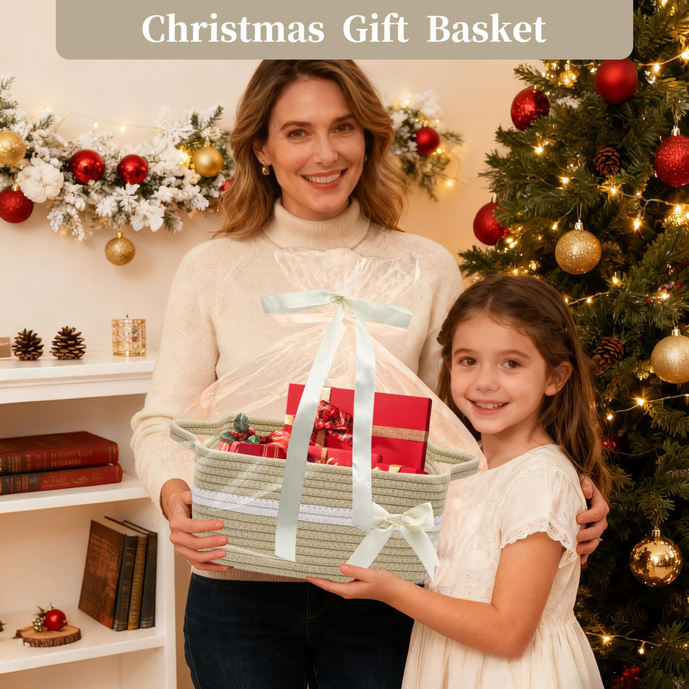 BYLSSNUK Rope storage basket for nursery storage of diapers and toys.