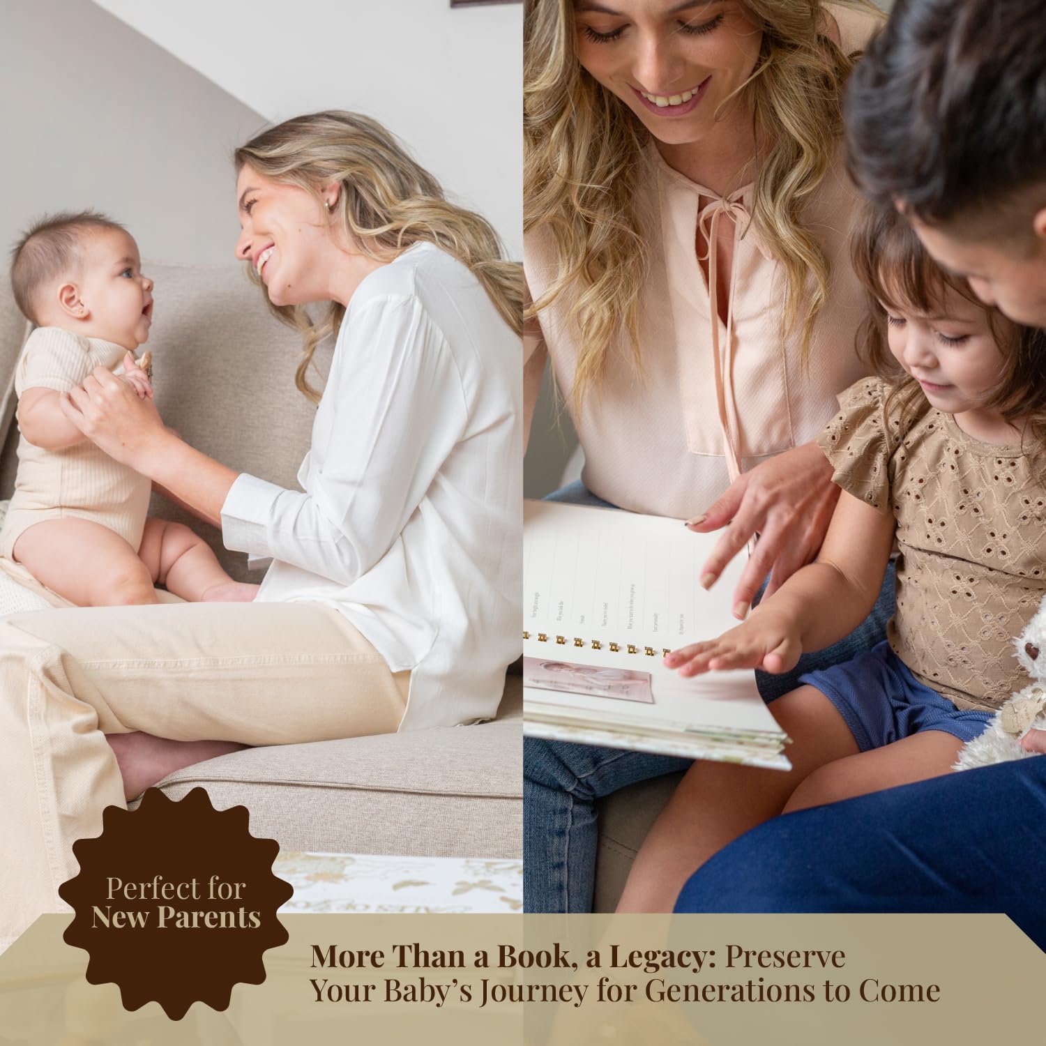 BYPA memory book spread with decorative pages for milestone storytelling.