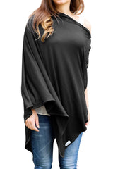 Byrd & Blume breastfeeding cover draped in black for discreet feeding privacy.