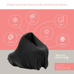 Byrd & Blume soft breathable fabric nursing cover offers breathable comfort during on-the-go feeds.