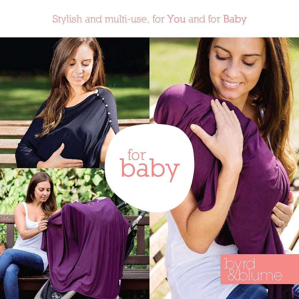 Byrd & Blume nursing cover with adjustable snaps supports versatile uses.