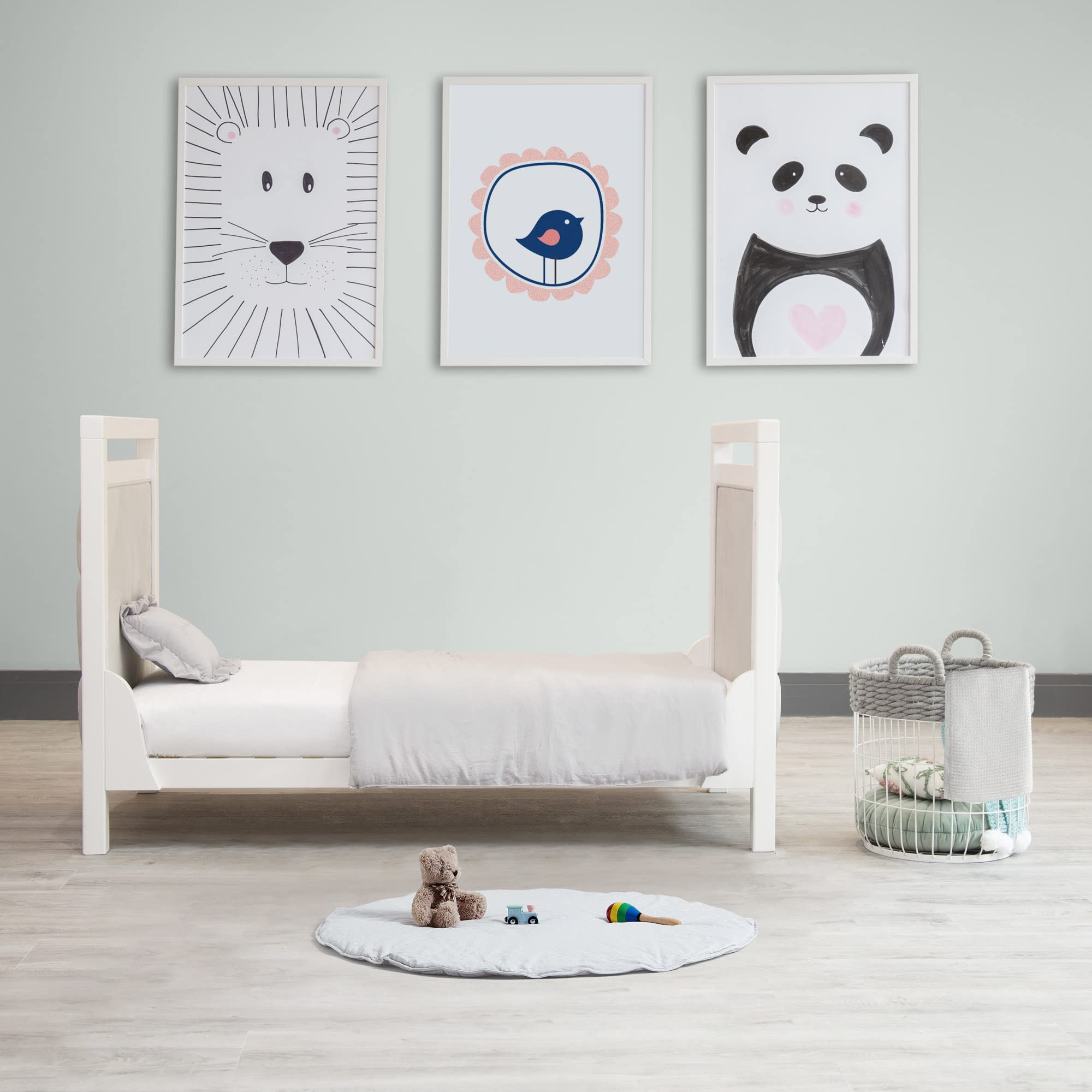 Byrd and Blume round baby play mat gray tummy-time setup with soft organic padding.