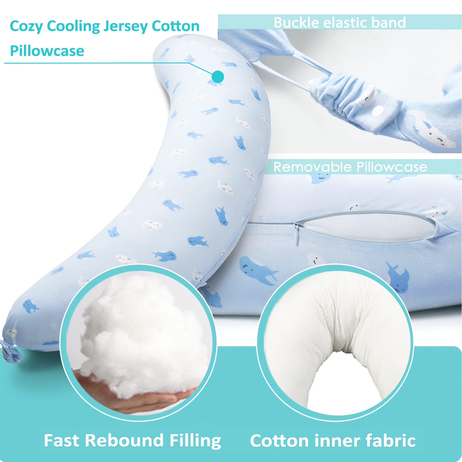 BYRIVER C-shaped body pillow cover closeup highlights soft jersey texture.